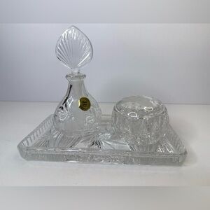 Vintage Crystal Vanity Set – Perfume Bottle, Powder Jar & Tray